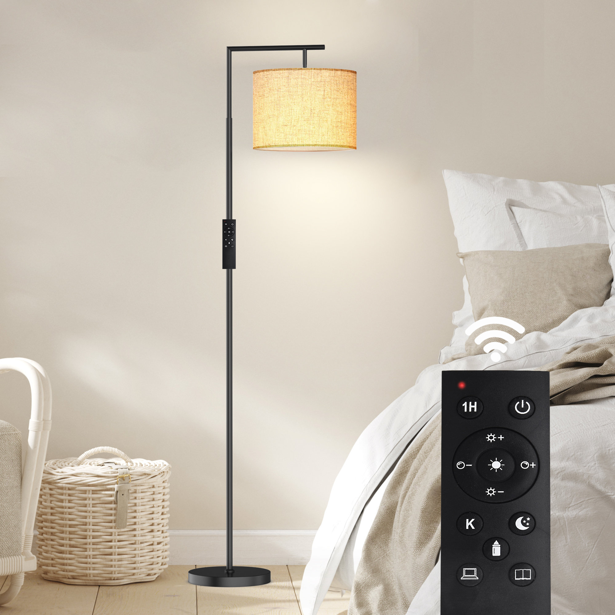 Orren Ellis Haileyville 64'' Arched Floor Lamp with Remote Control